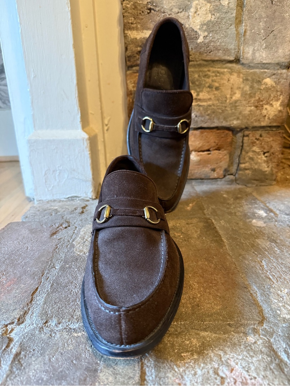 Gucci Dark Brown Suede Horsebit Loafers